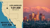 La diferencia horaria entre Los Ángeles y Ciudad de México es de dos horas durante el horario de verano. Aquí te explicamos cómo calcularla. Crédito: Ilustración AMTV