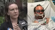 Estos dos ciclistas quedaron fuertemente heridos por una cometa. (Fotos: CBS / Cortesía)