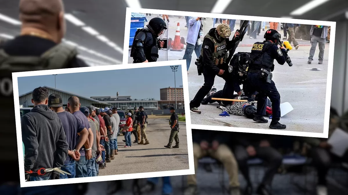 Videos de operativos ICE USA: En California se discute una ley para impedir que agentes operen con el rostro cubierto tras denuncias de tácticas intimidatorias. Crédito: Ilustración AMTV